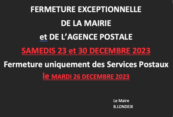 Fermeture Exceptionnelle De La Mairie Et De L Agence Postale VARETZ