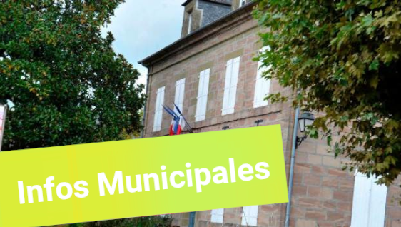 Image représentative de la catégorie d'article "Infos Municipales". Un bandeau avec écrit dessus le nom de la catégorie, sur une photo de la Mairie de Varetz prise devant à l'éterieur.